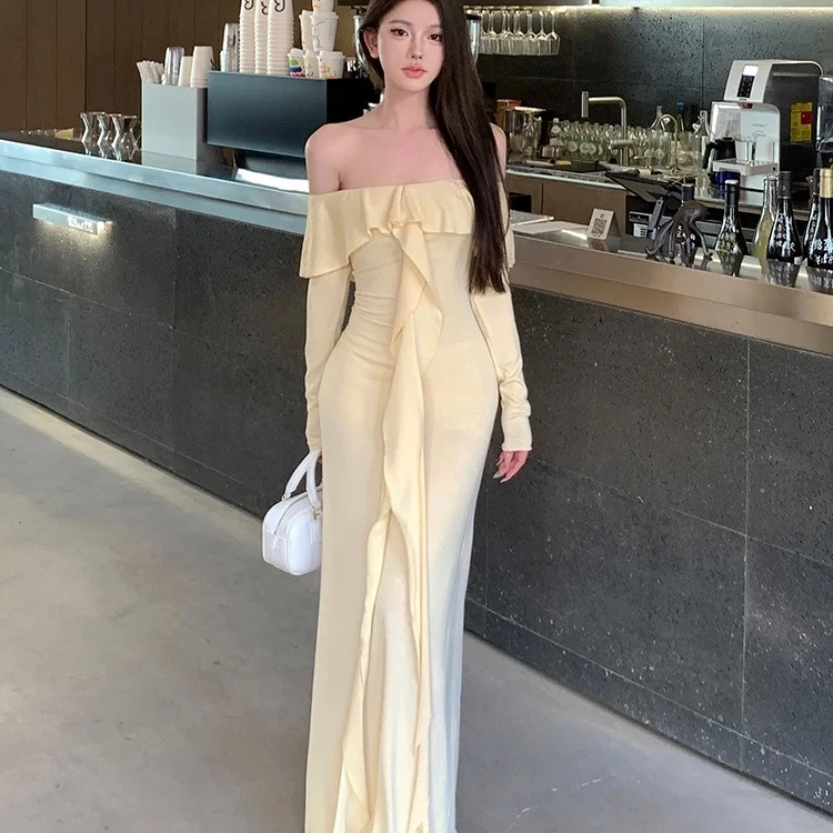 Длинное платье с французским вырезом и темпераментом Royal Sister облегающее