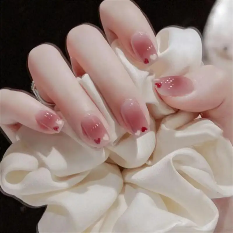 

Manicure Nail Patch White Short False Nail Detachable Fake Nails Nail Enhancement Techniques Sweetheart