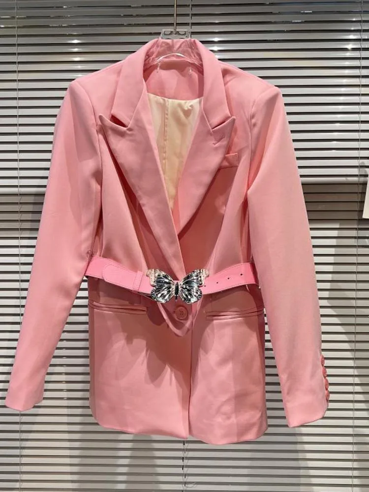 

Женский Длинный блейзер с металлической пряжкой и поясом