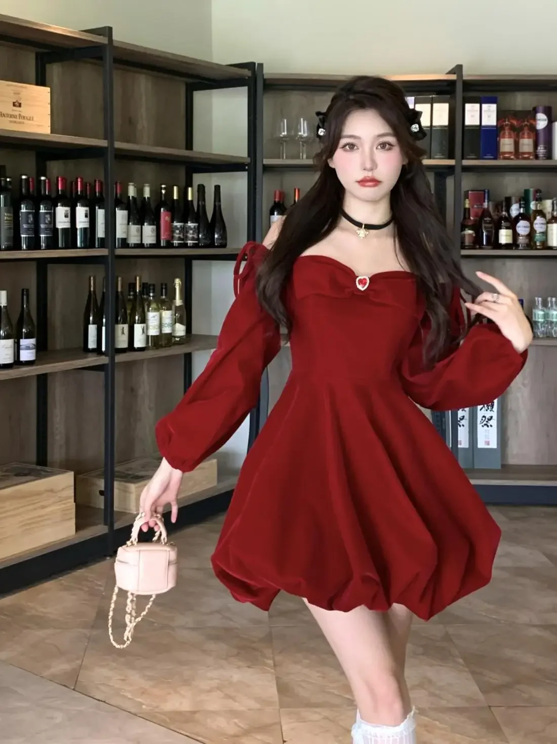 Coalfall французское винтажное бархатное платье для женщин осень/зима красные