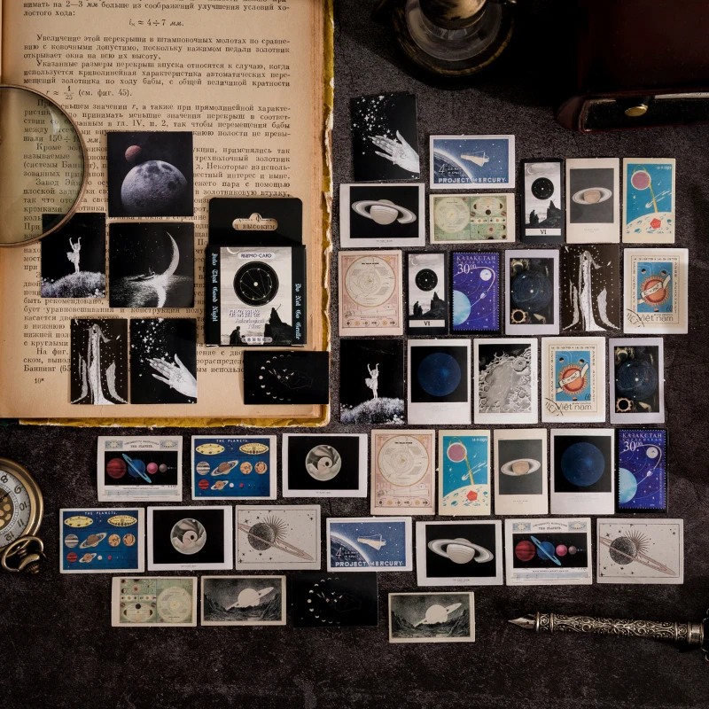 

40Packs Wholesale Box Stickers Astrology cosmic planet black starry sky Decoration scrapbook Material Stationery Free shipping