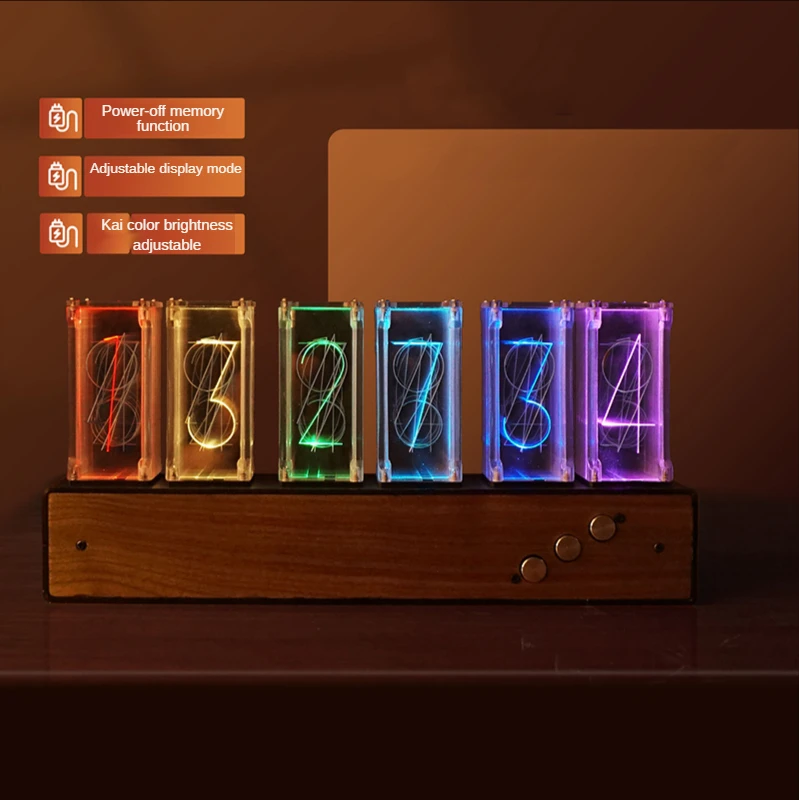 

LED Nixie Tube Clock Electronic Desktop Clocks Luxury RGB Diy Digital Metal Table Clock Desk Watches Light Ornaments Gift Ideas