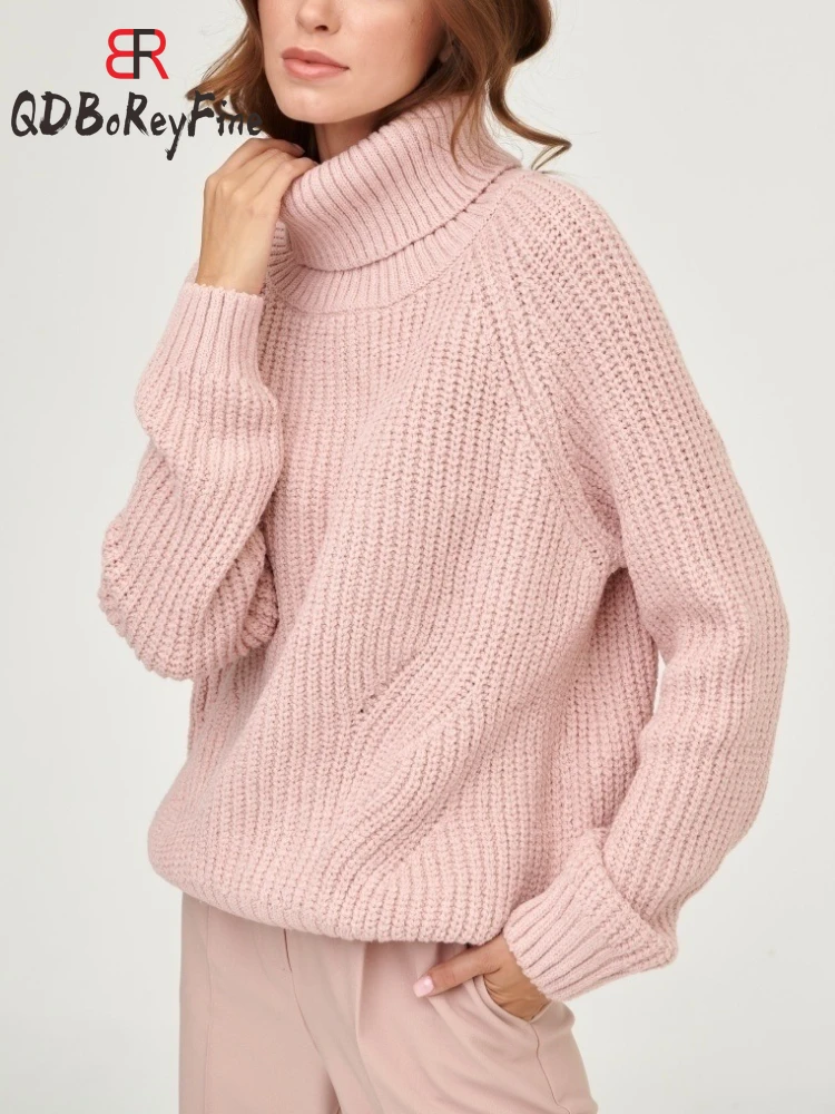 

Winter Women Sweater Jumper Casual Loose Turtleneck Knitted Top Pullover Thermal Female Thick Warm Oversize Sweaters for Women