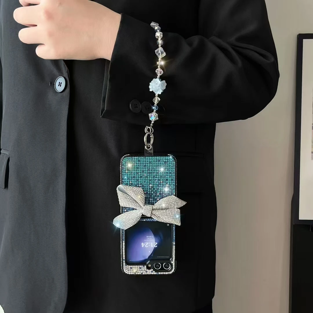 Блестящий чехол для телефона с бриллиантами и бантом цветочным жемчужным