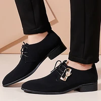 mens dress shoes leather metal decoration lace up luxury designer shoes for men formal shoes soft anti slip plus size black