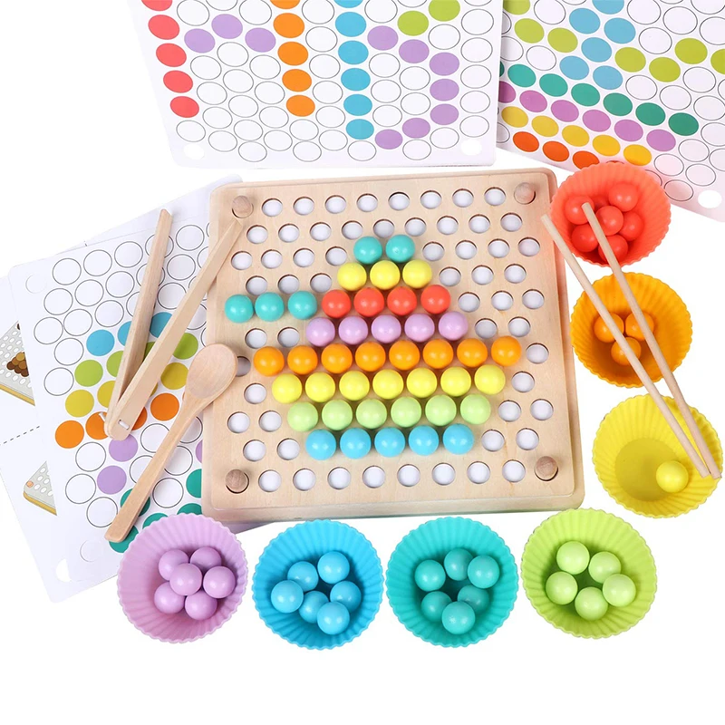 

3 in 1 Toddler Wooden Board Games Color Sorting Math Counting and Montessori Puzzle Jigsaw Educational Learning for Kids Gifts