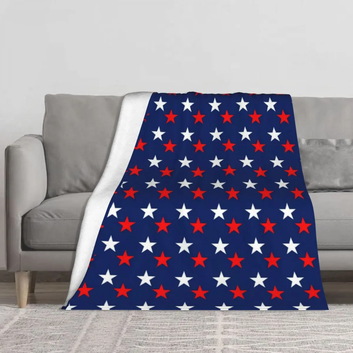 

Red White Star Blanket Independence Day Bedroom Winter Throw Blanket Customize Comfy Blankets