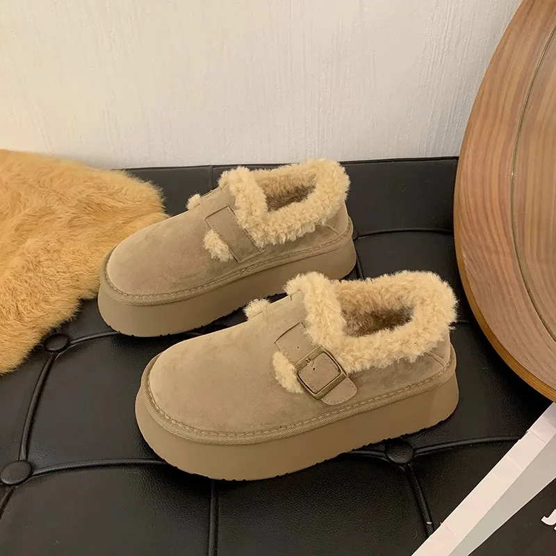 Женская обувь 2024 сабо на платформе лоферы меху новые криперы зимние сапоги