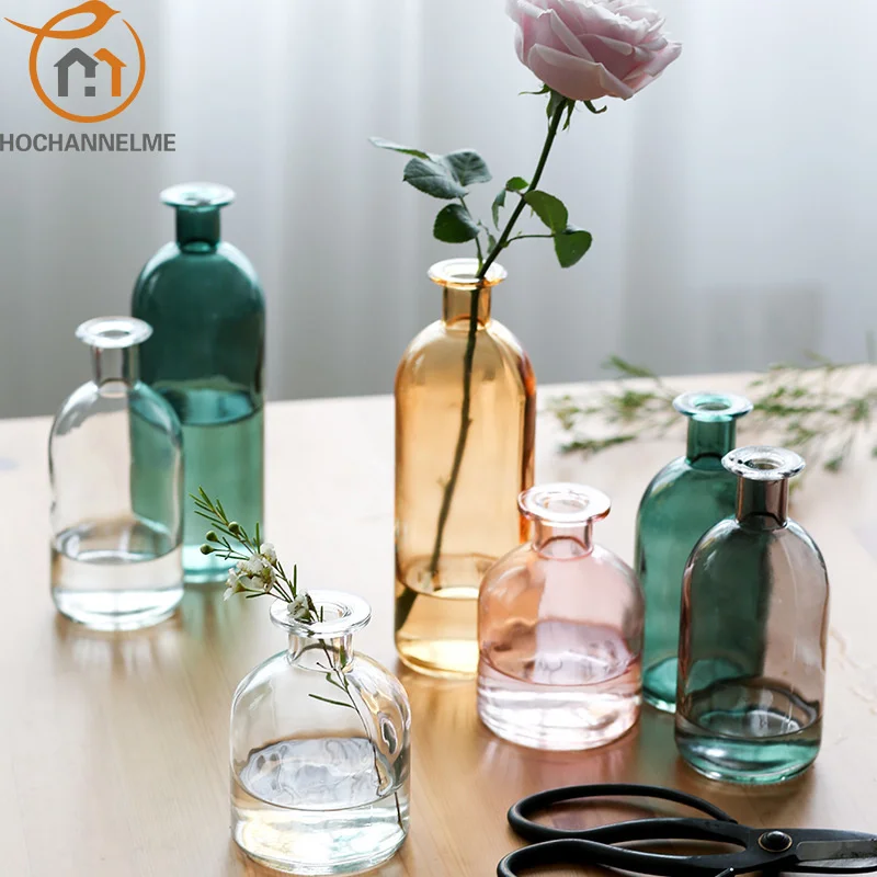 

Glass Vase Living Room Dried Flowers Nordic Ins Style Glass Transparent Dill Home Decoration Accessories Flower Vases For Homes