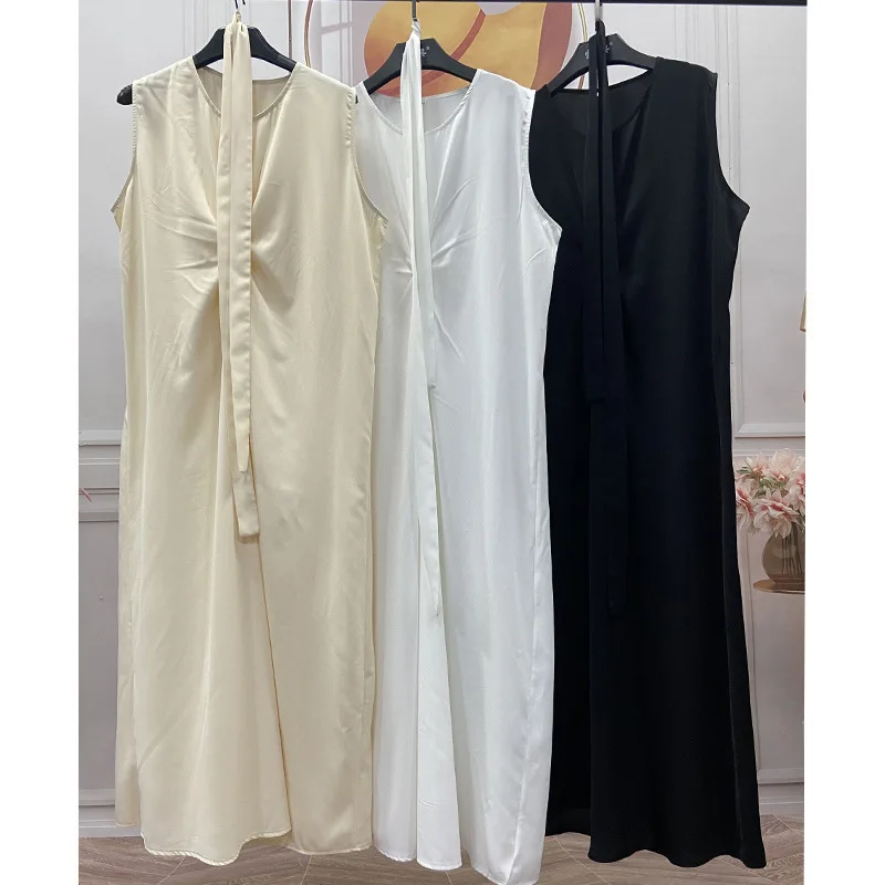 Muslim Dress Vest Summer Fashion Bottom Sleeveless Long Robes Abaya Femme Largos Vestidos Arabes Dubai Y Turcos