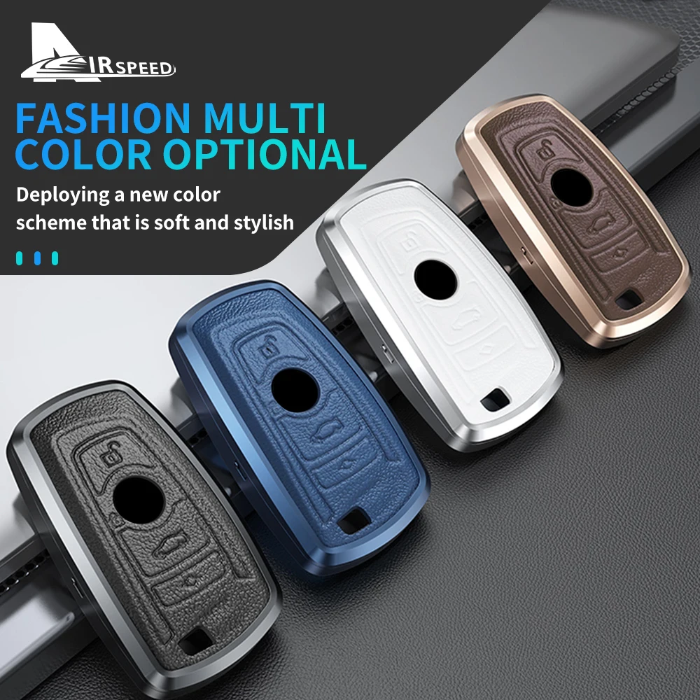 

Metal Cowhide Leather Car Smart Key Case Cover Shell For BMW 3 4 5 Series 320i 530i 550i F20 F21 F30 F31 F25 F01 F02 Keychain