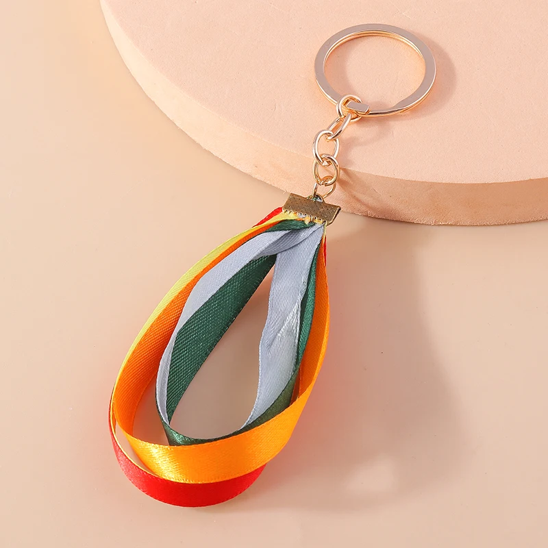 

Cute Coloured Ribbon Keychains Bracelets Keyrings for Car Key Women Men Handbag Pendants Key Chains DIY Accessory Birthday Gift