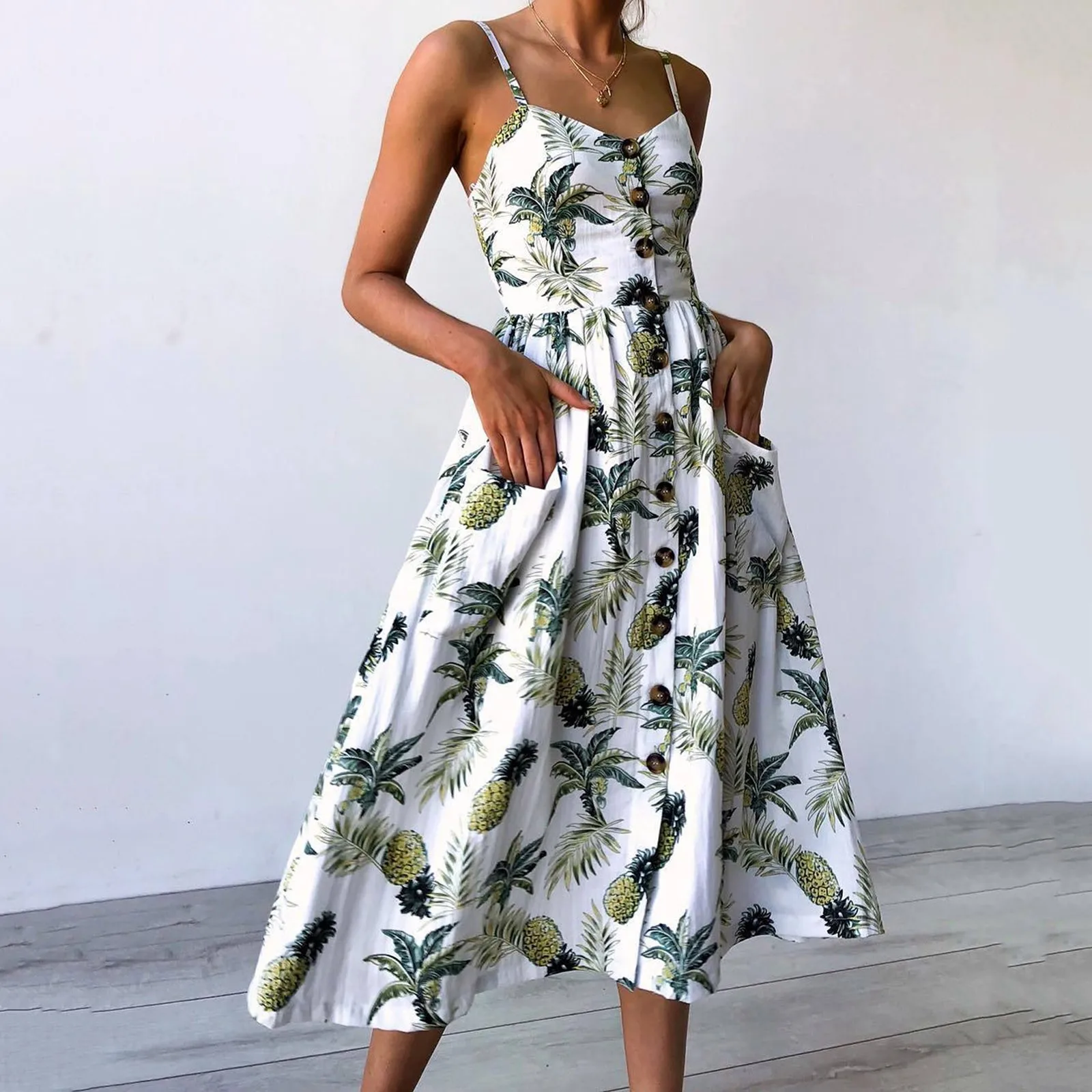 

Boho Sundress Women Elegant Summer Long Dress Floral Print Spaghetti Strap Sleeveless Tank Dress Beach Swing Aline Vestidos