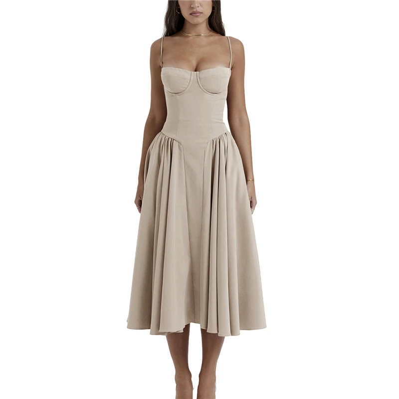 

Женское однотонное платье-корсет с открытой спиной, без рукавов