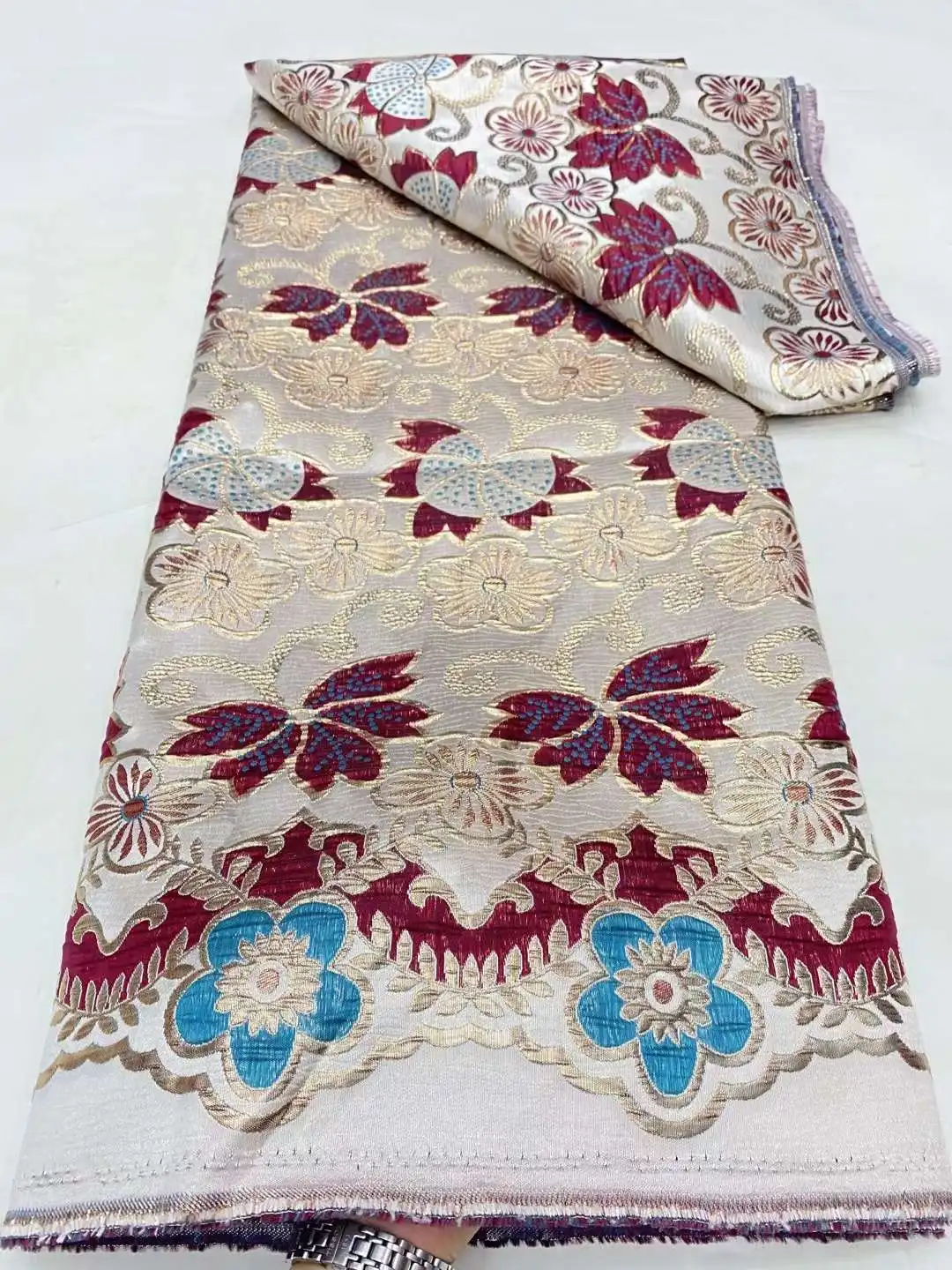 Новейшая африканская жаккардовая кружевная ткань французская позолоченная