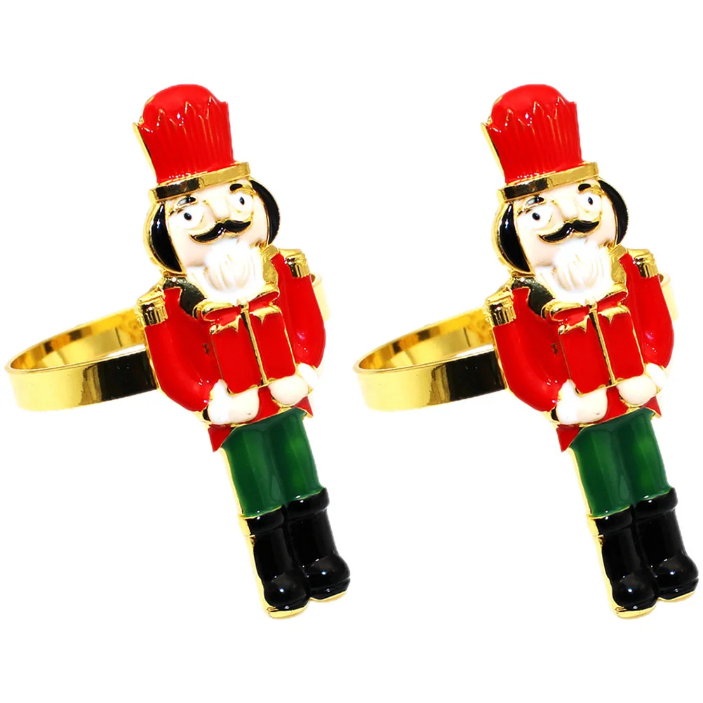 

2pcs Nutcracker Napkin Rings Nutcracker Napkin Ring Buckles Banquet Christmas Table Decoration