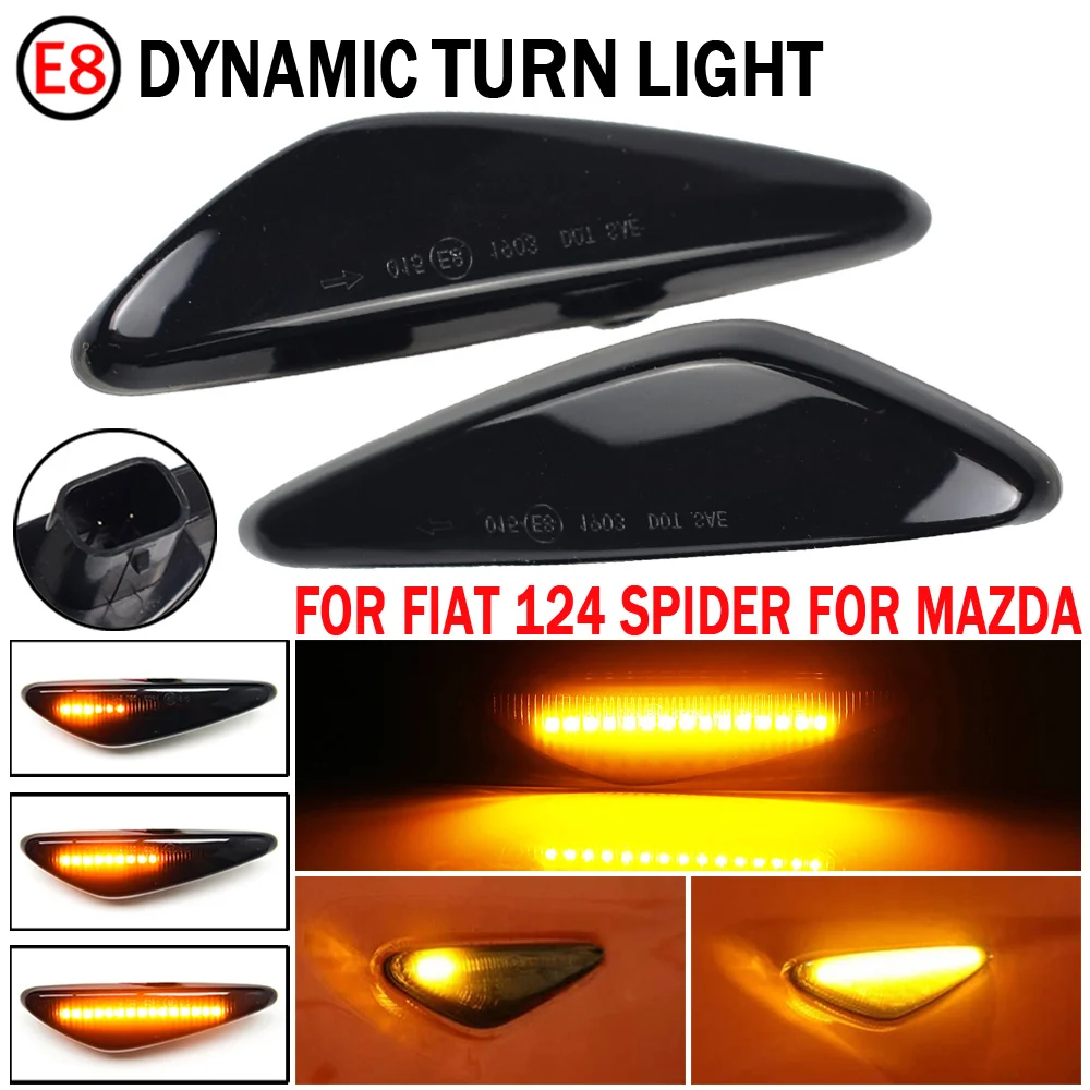 

2XDynamic Smoke LED Side Marker Turn Signal Lamp Light For Mazda MX-5 RX8 08-12 6 Atenza GH 10-13 5 Premacy CW Fiat 124 Spider