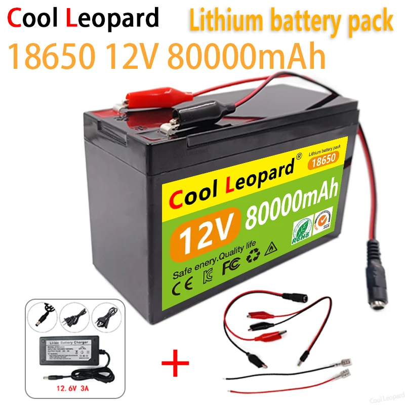 

Литиевый аккумулятор Cool Leopard 12 в 80 Ач 18650 подходит для солнечной энергии и аккумуляторов электромобиля + зарядное устройство 12,6 в 3 А