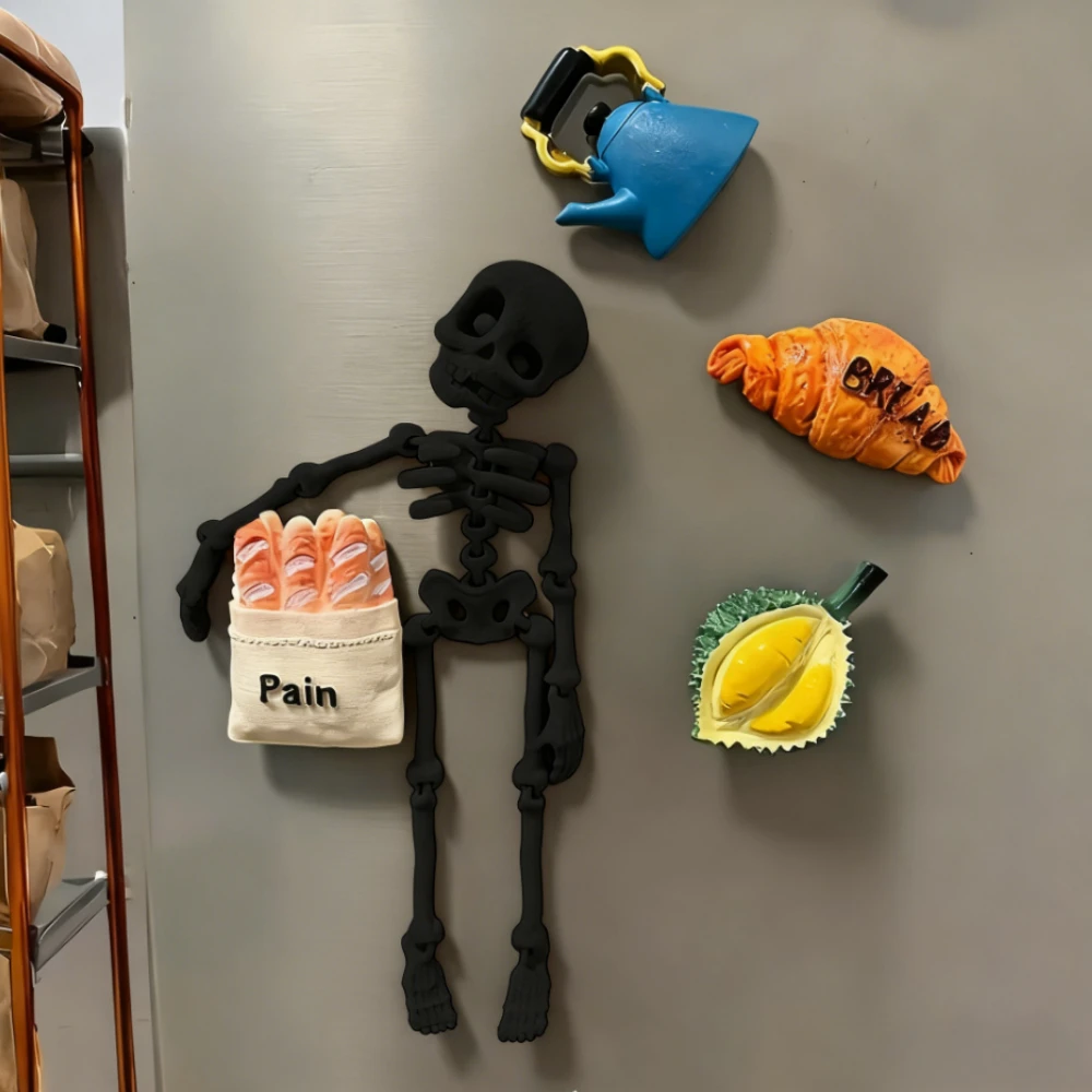 

1 Шт. Магнит На Холодильник С Дизайном Скелета, Забавный Уникальный Декор, Идеальный Подарок На Хэллоуин Для Кухни, Столовой