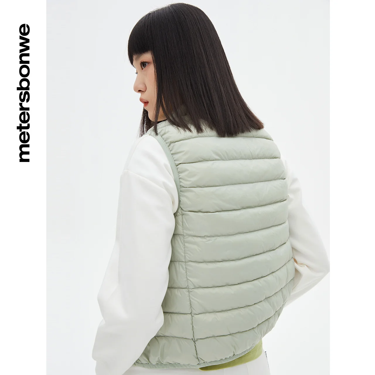 Metersbonwe Women's Stand Collar Solid Color Warm Down Vest 90%Duck Down Ultra Light Slim Female Short Winter Down Vest