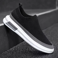 2022 new mens canvas vulcanized shoes breathable non slip wear resistant loafers round toe solid sewing sneakers flat shoes