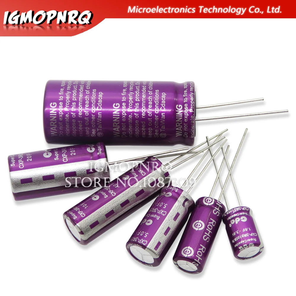 

1PCS 3.0V Super capacitor 1.0F 2.0F 3.3F 5.0F 7.0F 10F 15F 20F 25F 30F 50F 60F 100F 120F Farad capacitor