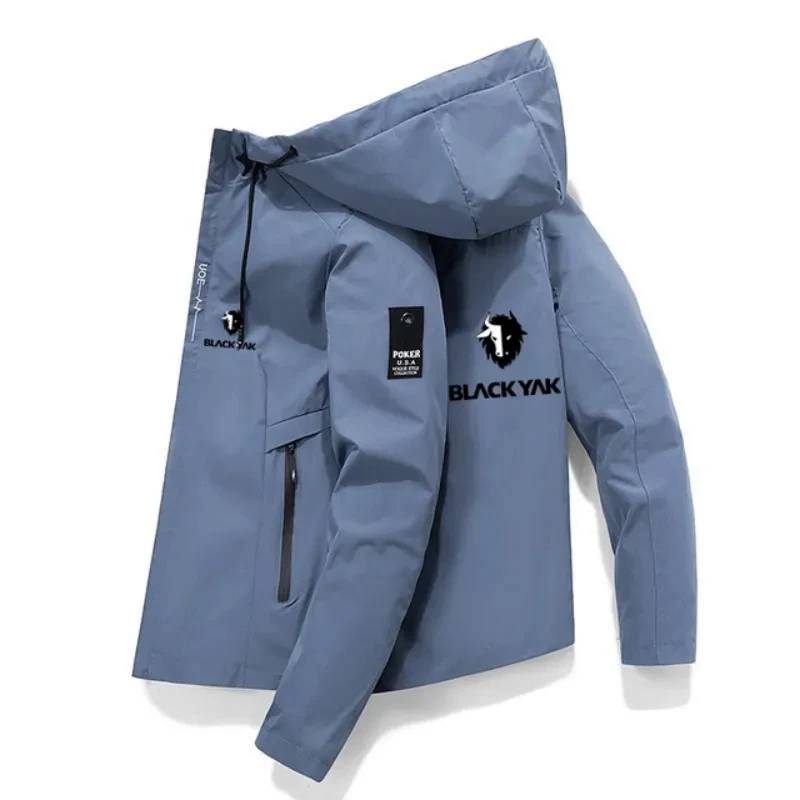 

Black yak men's jacket thin polyester spring and summer sunscreen jacket windbreaker sports hooded cardigan