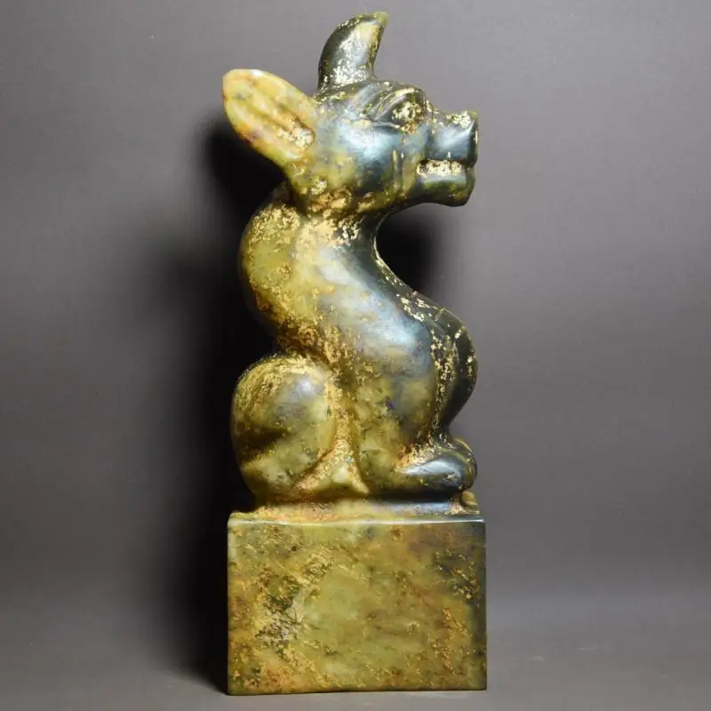 

Тибетская хуншанская культура Xiuyu Нефритовая фотопечатка резьба резной коллекционный кулон украшение подарок талисман