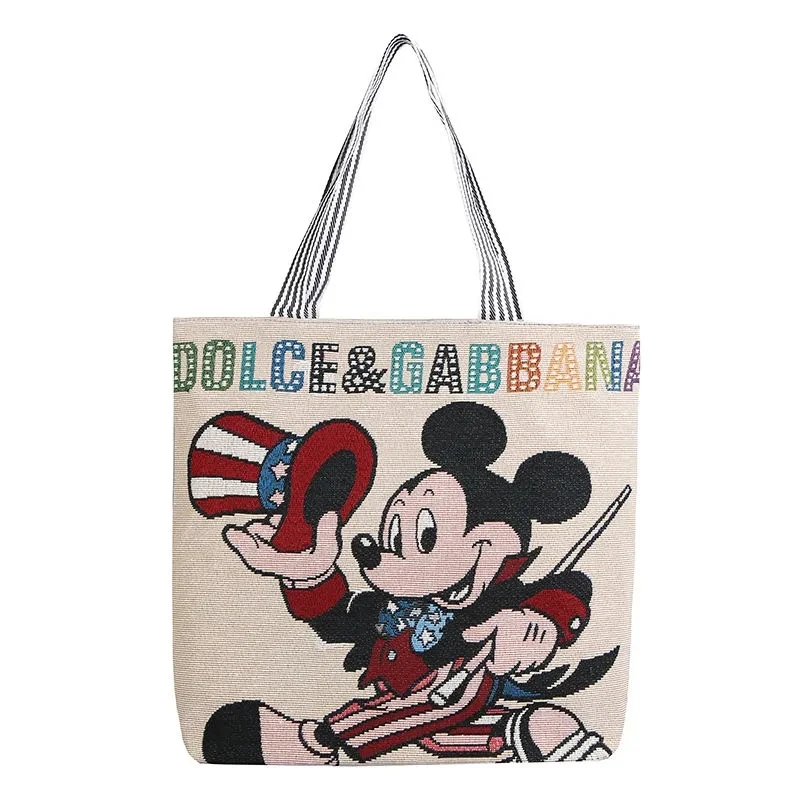 

Disney Mickey Canvas Bag Women's Shoulder Bag Student Handbag Purses and Handbags Purses and Handbags Luxury Designer