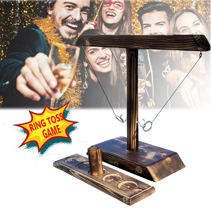 Fast-paced Handheld Wooden Board Games Shot Ladder Bundle Ring Toss Games for Kids Adults Home Party Drinking Games Outdoor Bars