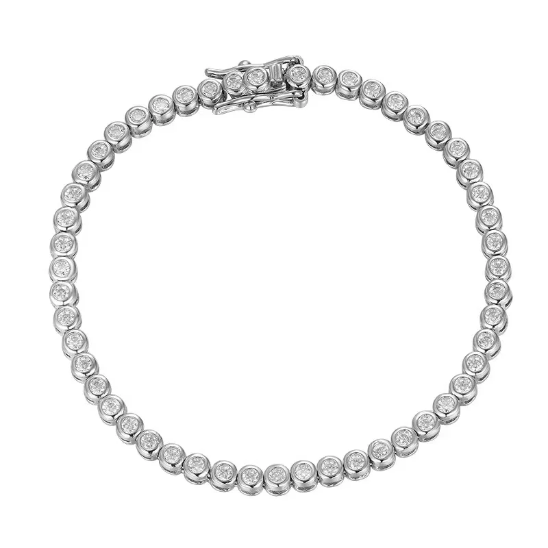 Trendy 925 Sterling Silver 2mm D Color Moissanite Tennis Bracelet for Women Plated White Gold Diamond Chain Bracelet Bangle Gift