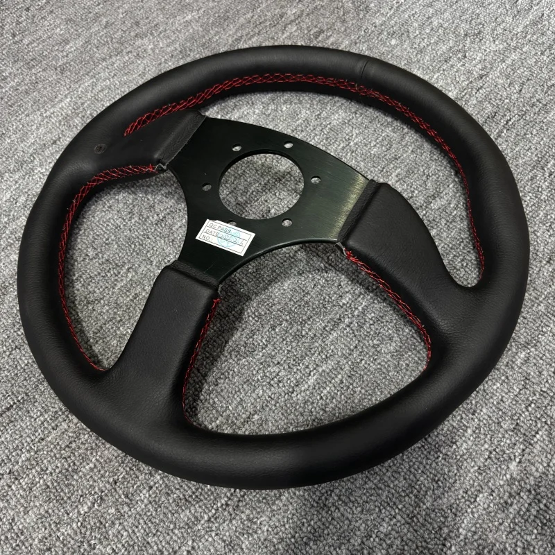 Фото Спортивный кожаный руль JDM 14 дюймов (350 мм) для дрифта, глубокий руль для гонок, PCD 70 мм №2
