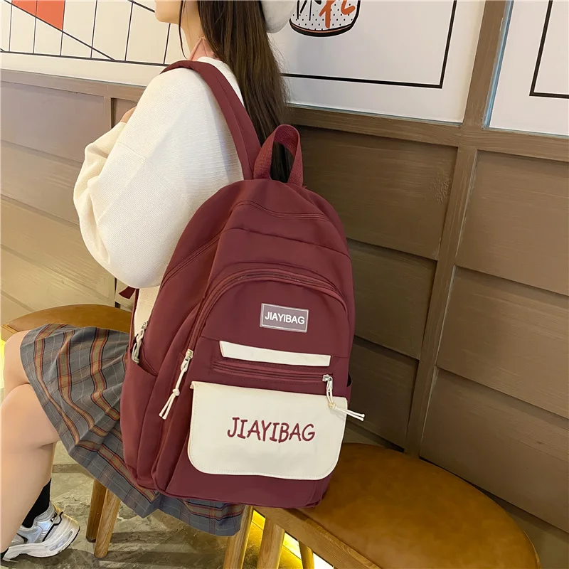 

Simple Women Backpack Waterproof Nylon For Teenage Girls Schoolbag Shoulder Fashion Black Bagpack Travel Bag Rucksack