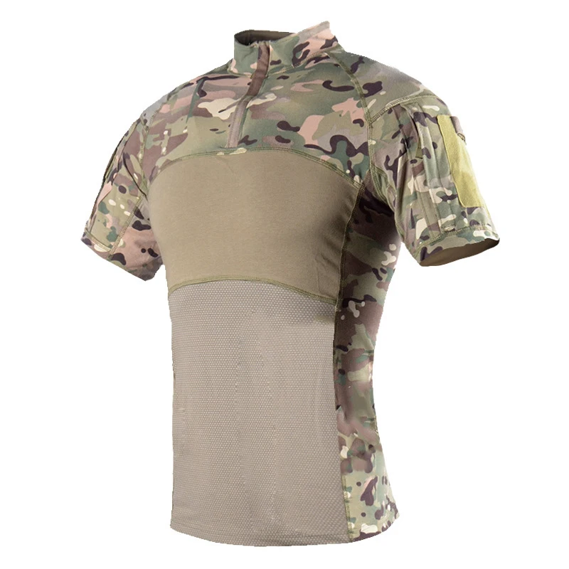 

Military Tactical Short Sleeve Camouflage Shirt Men's Black Camo Hiking Hunting Shirts Summer Combat T-Shirt Outdoor