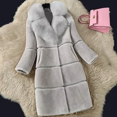 Sheep Fleece 2023 Autumn/Winter New Product Spliced Leather and Wool One Piece Mid length Fur Collar Coat Fur Coat for Women