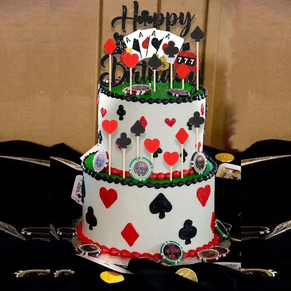 Декор для торта Черный казино Красная зубочистка Палочка Мужчины
