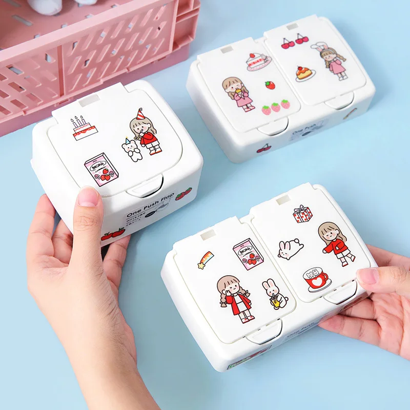 

Ins Button Desktop Cute Storage Box With Cover Sundries Girl Mini Jewelry Storage Box Storage Box Kawaii Box Container Storage
