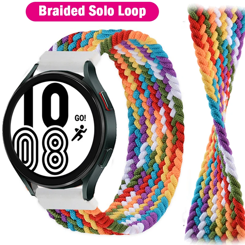 

20mm/22mm Braided Solo Loop Strap for Samsung Galaxy watch 4/5/pro/3/46mm/42mm/active 2 bracelet Huawei watch GT/2/2e/Pro/3 Band