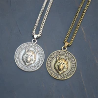 nostalgia wolf pendant amulet norse elder futhark runes jewelry viking necklace men accessories