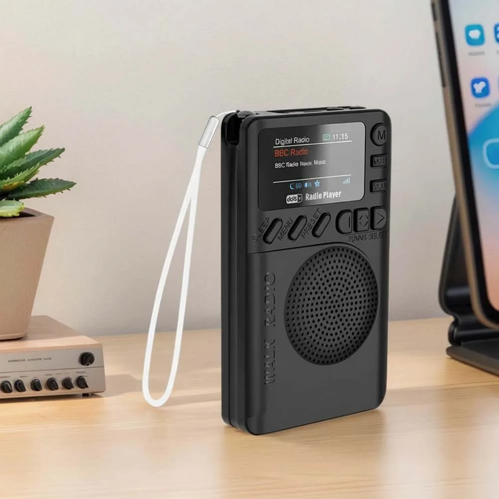 Фото Мини-радиоприемник DAB/FM с цветным экраном, перезаряжаемый, карманный, с Bluetooth 5.0, воспроизведением MP3 и функцией динамика для кемпинга и походов №5