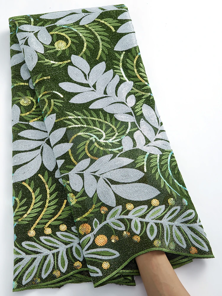 

Zhenguiru Velvet Lace Fabric African Lace Fabric 2022 High Quality With Sequins French Nigerian Lace Fabrics Party Sewing A2827