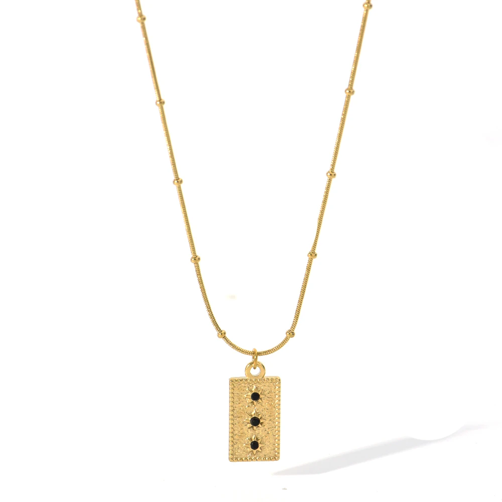 Vintage Necklace Pendant Natural Stone Geometric Turquoise Stainless Steel Charm for Necklaces DIY Jewelry Making Wholesale