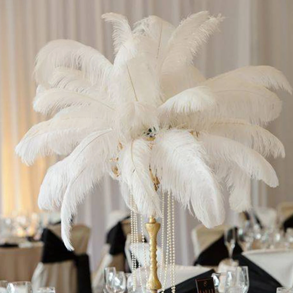 

10pcs 20-50cm Big Ostrich Feathers White Ostrich Feather Plumes Carnaval Table Centerpieces Party Wedding Accessories Decoration