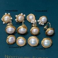14k gold diy hand wound steamed bun bead jewelry freshwater pearl earrings women