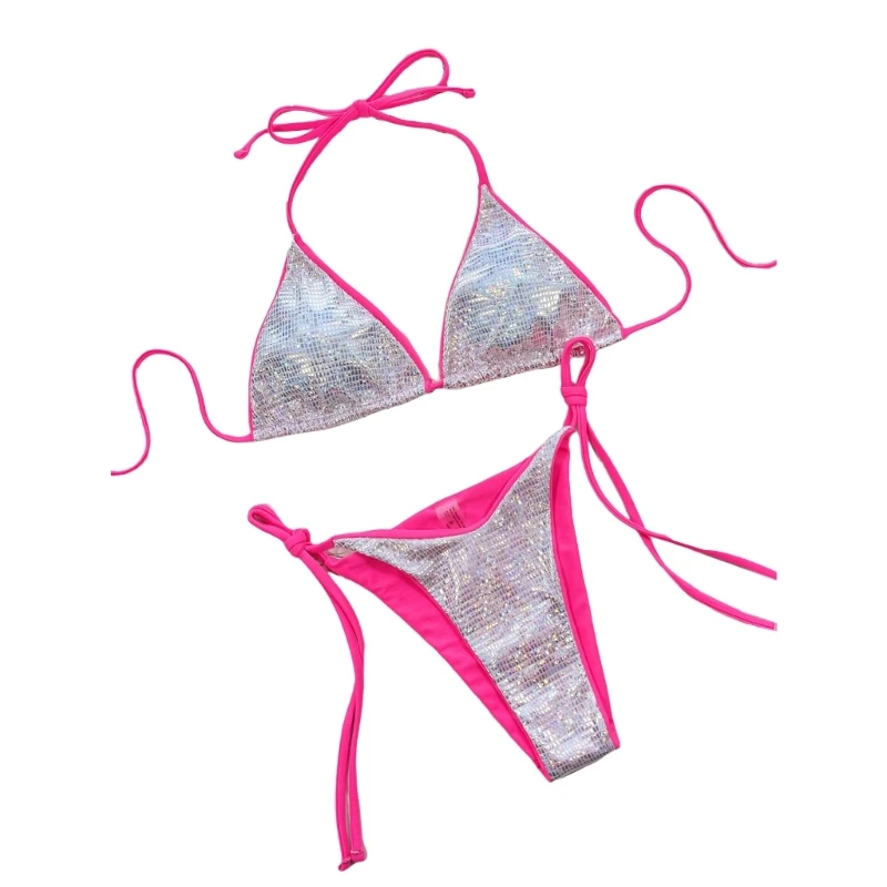 

Women's 2 Pieces Swimsuit Halter Bikini Triangle-Tie Side Bathing Suit Beachwear