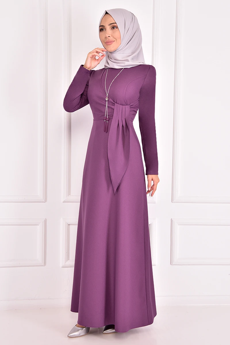 

Necklace Dress Lilac Occasion Dresses For Women Abaya Dress Muslim Woman Dress Saudi Arabian Abaya İslamic ASM2354