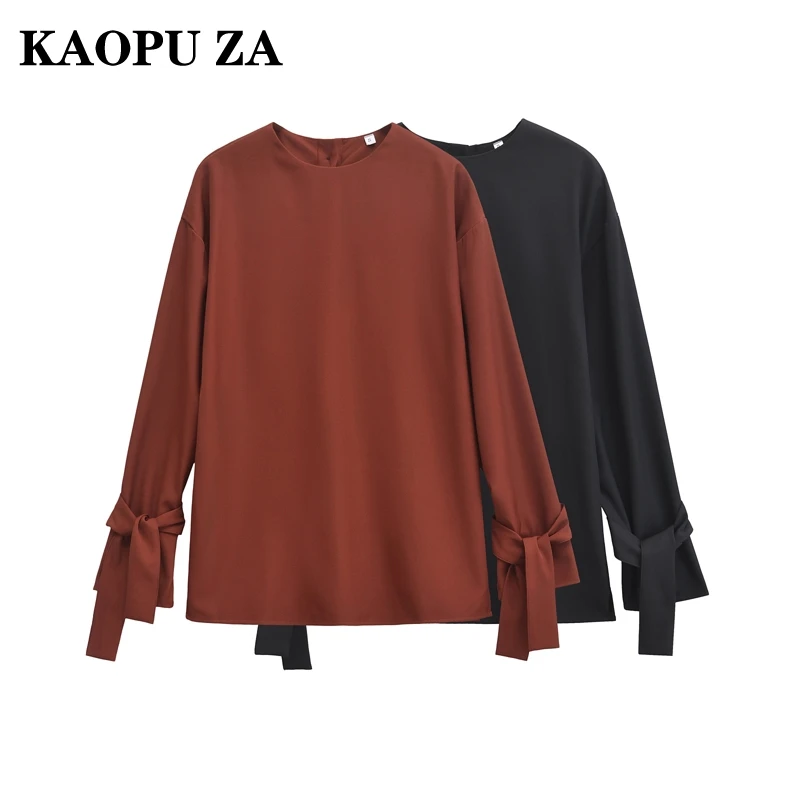 KAOPU ZA 2024 осенний новый женский винтажный атласный брючный костюм из двух