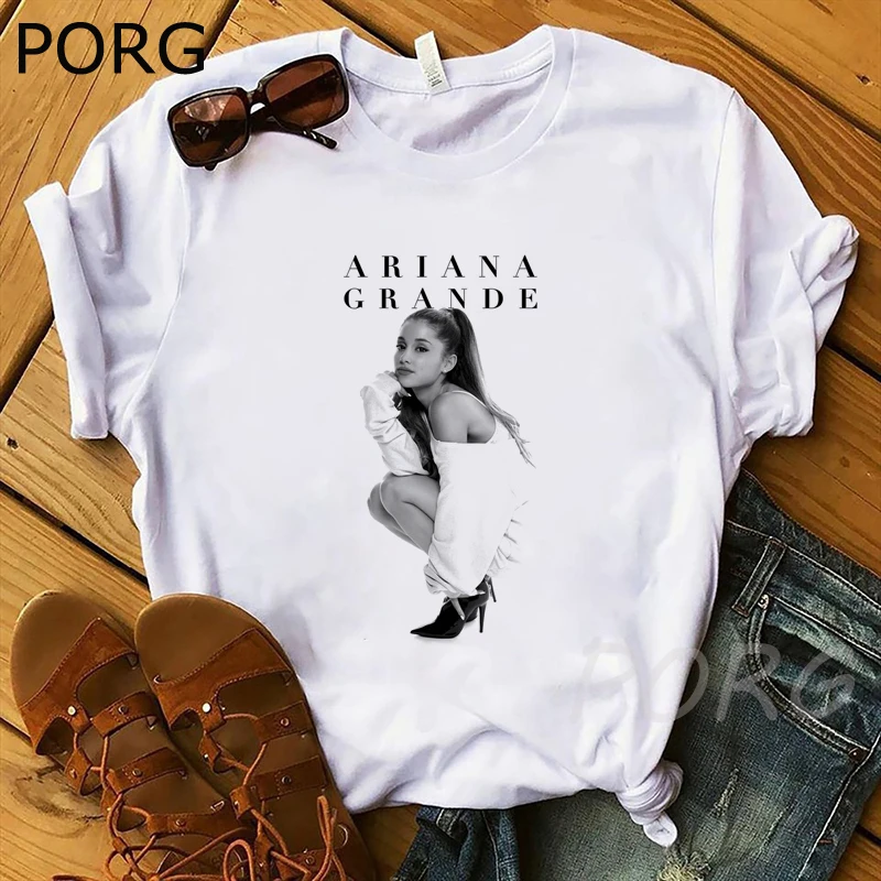 Футболка Ariana Grande женская с круглым вырезом и принтом Готическая уличная одежда в