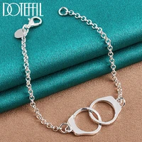 doteffil 925 sterling silver double round circle bracelet chain for women man wedding engagement party jewelry