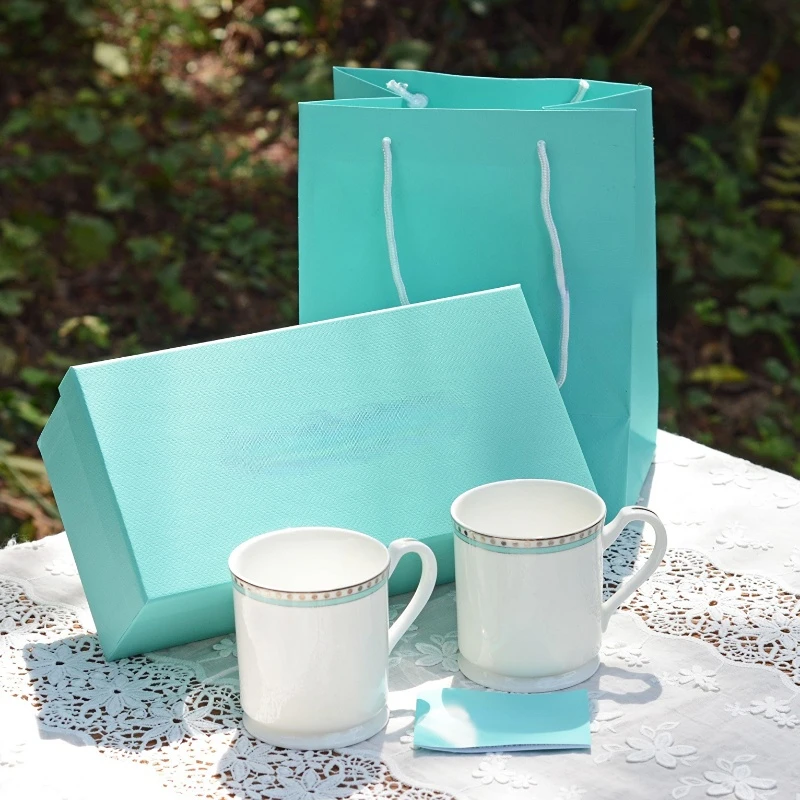 

2 Pcs of Ceramic Couple Mug Bone China Water Cup Ceramic Mug Wedding Gift Valentine's Day Gift Christmas Gift Coffee Mug